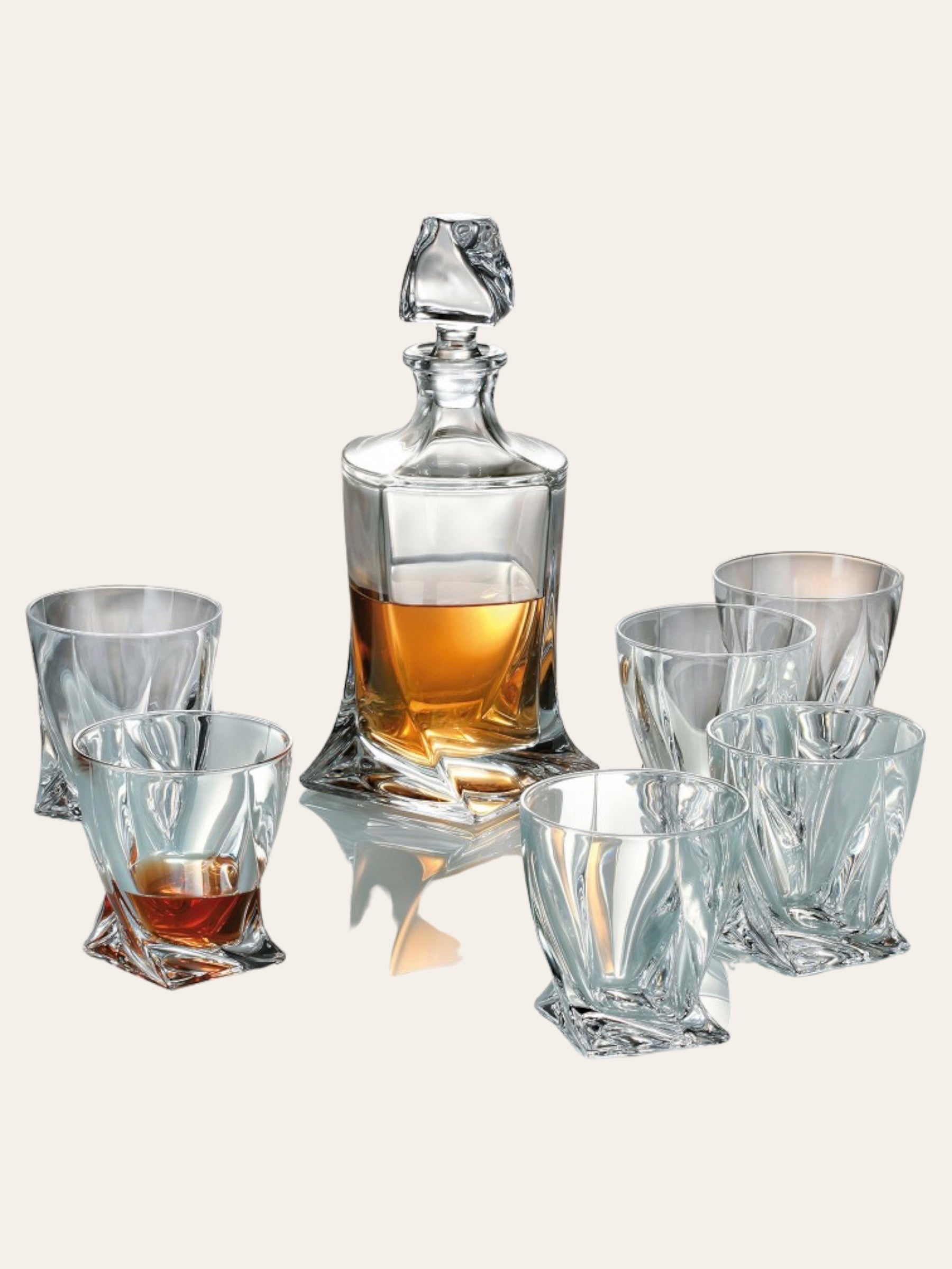 Carafe Bohemia + 6 glasses Liquor set Quadro 